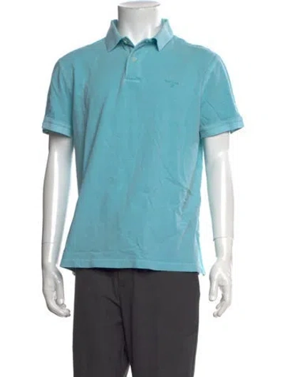 Pre-owned Barbour Collar Short Sleeve Polo Shirt In Blue