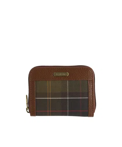 Barbour Color Block Card Holder In Brown