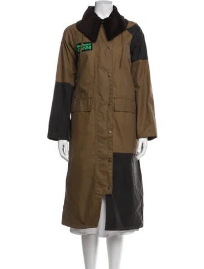 Pre-owned Barbour Colorblock Pattern Coat In Brown