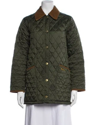 Pre-owned Barbour Colorblock Pattern Coat In Green
