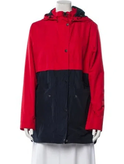 Pre-owned Barbour Colorblock Pattern Coat In Red