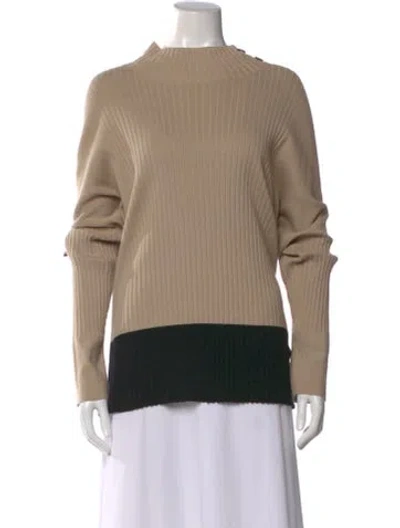 Pre-owned Barbour Colorblock Pattern Mock Neck Sweater In Neutral