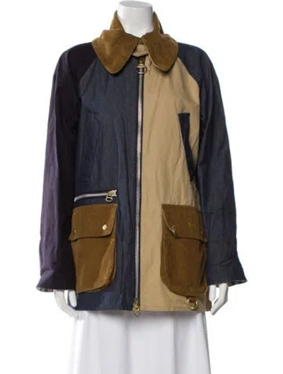 Pre-owned Barbour Colorblock Pattern Parka In Blue