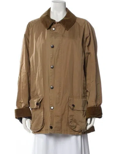 Pre-owned Barbour Colorblock Pattern Trench Coat In Brown