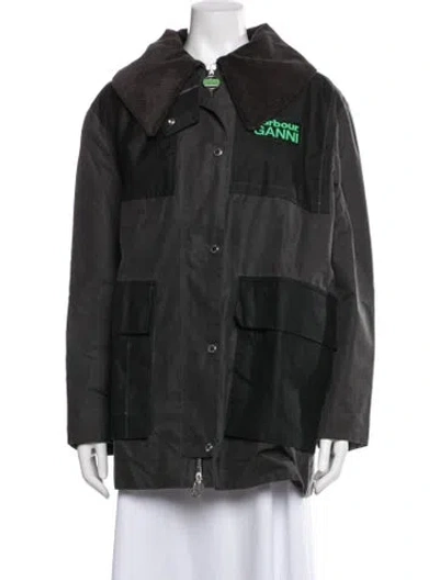 Pre-owned Barbour Colorblock Pattern Utility Jacket In Gray