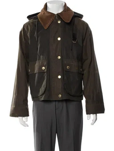 Pre-owned Barbour Colorblock Pattern Utility Jacket In Green