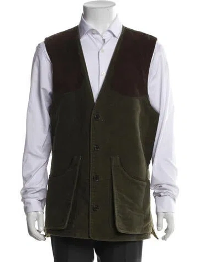 Pre-owned Barbour Colorblock Pattern Vest In Green