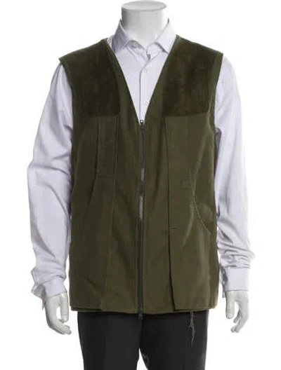 Pre-owned Barbour Colorblock Pattern Vest In Green