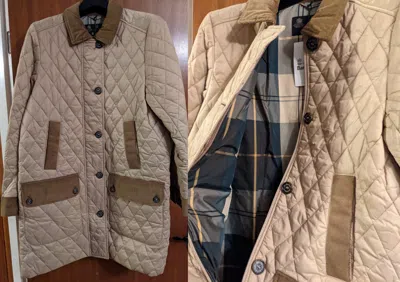 Pre-owned Barbour Constable Tartan Quilted Jacket(beige / Dark Stone)22"ptp(size 14)rp£179
