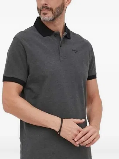 Barbour Contrast-collar Polo Shirt In Black