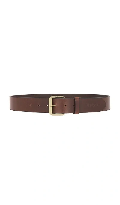 Barbour Contrast Leather Belt In Brown