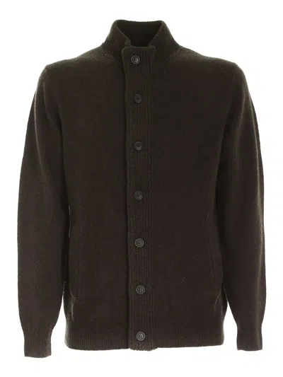 Barbour Contrasting Details Cardigan In Green In Verde