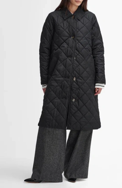 Barbour Cordelia Quilted Longline Jacket In Black