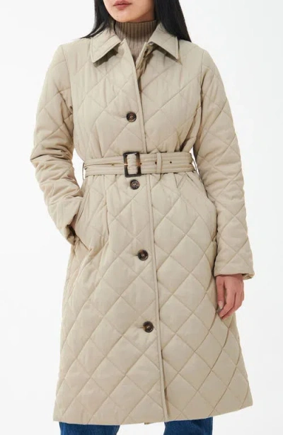 Barbour Cordelia Quilted Longline Jacket In Lt Fawn/ancient Popl