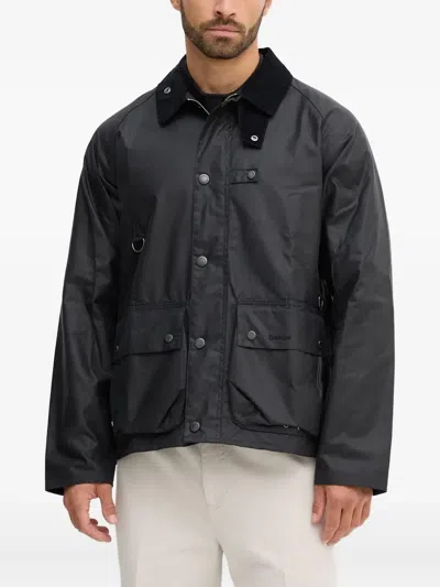 Barbour Corduroy-collar Buttoned Jacket In Black