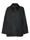 Barbour Bedale Jacket In Waxed Recycled Fabric In Black