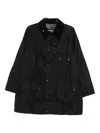 Barbour Waxed-effect Parka Jacket In Black