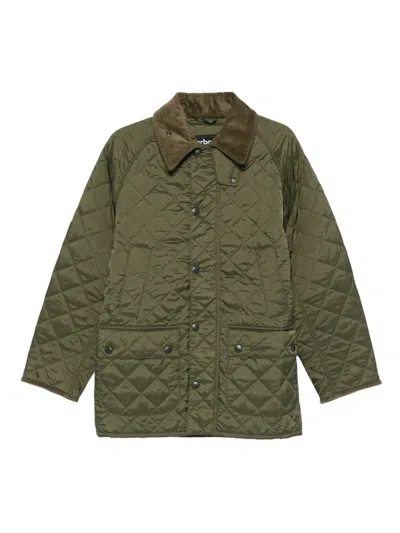 Barbour Corduroy-collar Coat In Green