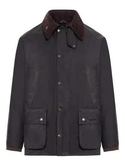 Barbour Corduroy-collar Cotton Jacket In Black