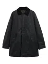 Barbour Corduroy-collar Cotton Single-breasted Coat In Black