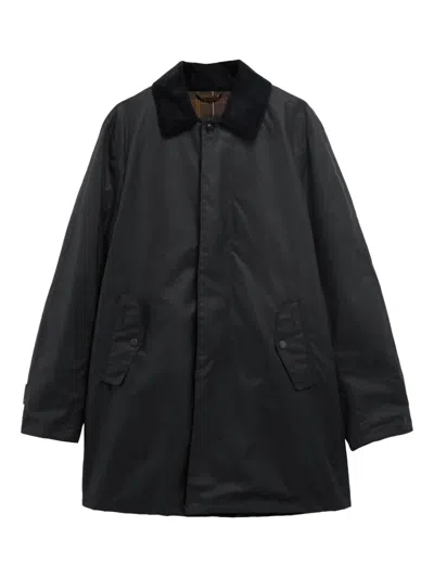 Barbour Corduroy-collar Cotton Single-breasted Coat In Black