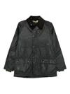 Barbour Corduroy-collar Cotton-waxed Jacket In Black
