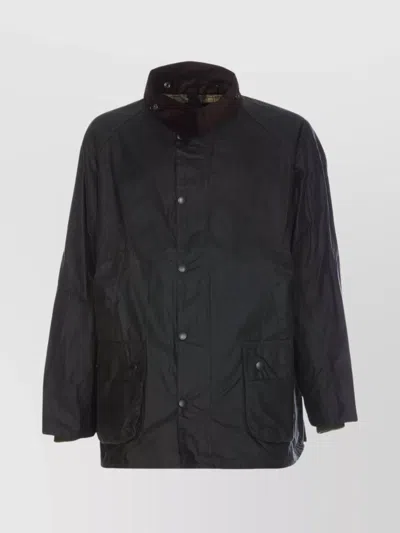 Barbour Corduroy Collar Flap Pockets Jacket In Black