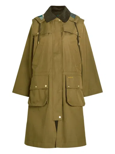 Barbour Corduroy Collar Hooded Coat In Green