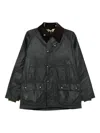Barbour Corduroy-collar Cotton-waxed Jacket In Black