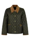 Barbour Corduroy-collar Qwuilted Jacket In Green