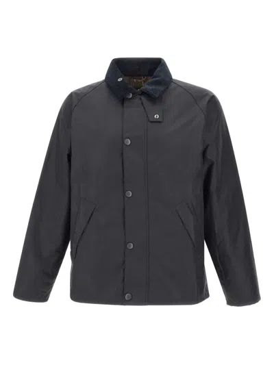 BARBOUR CORDUROY-COLLAR WAXED-COTTON JACKET