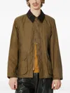Barbour Corduroy-collar Waxed Jacket In Brown