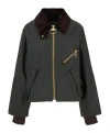 Barbour Corduroy-collar Zip-front Jacket In Black