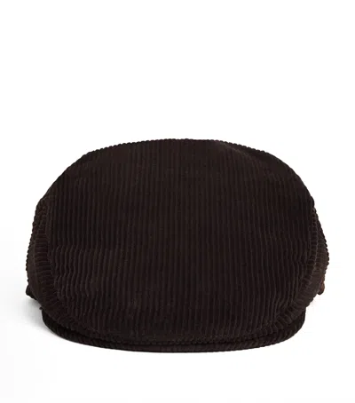 Barbour Corduroy Westdale Flat Cap In Animal Print