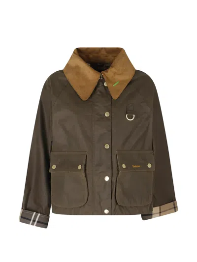 Barbour Corduroy-collar Check-cuff Jacket In 그린