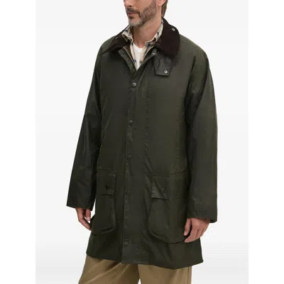Barbour Corduroy-collar Coat In Green