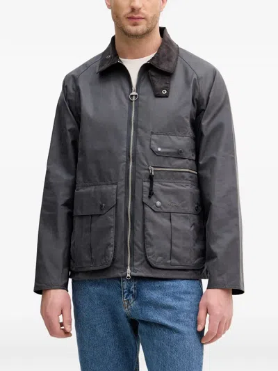 Barbour Corduroy-collar Multi-pocket Jacket In Black