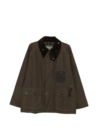 Barbour Corduroy-collar Patch-pocket Coat In Brown