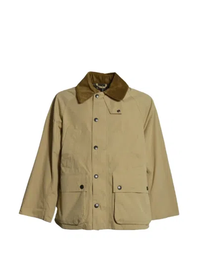 Barbour Corduroy-collar Wax-effect Coat In Multi