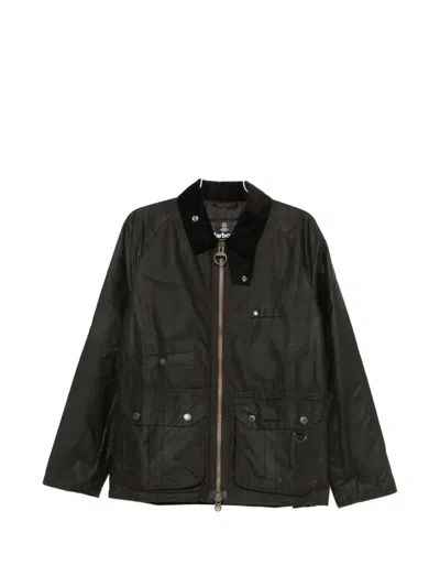Barbour Corduroy-collar Wax-finish Jacket In Black
