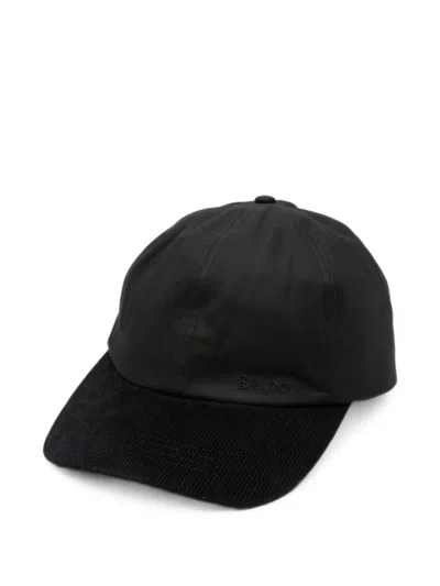 Barbour Corduroy-trim Logo-embroidered Cap In Black