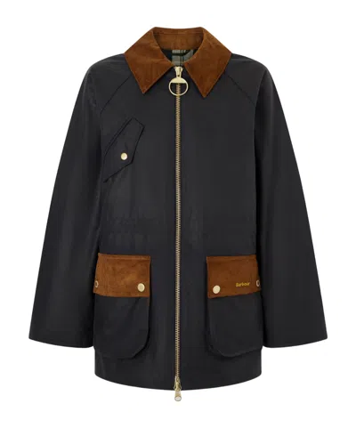 Barbour Treeton Corduroy-trimmed Cotton Jacket In Blue