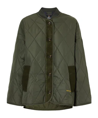 Barbour Abercorn Corduroy-trimmed Shell Quilted Jacket In Green