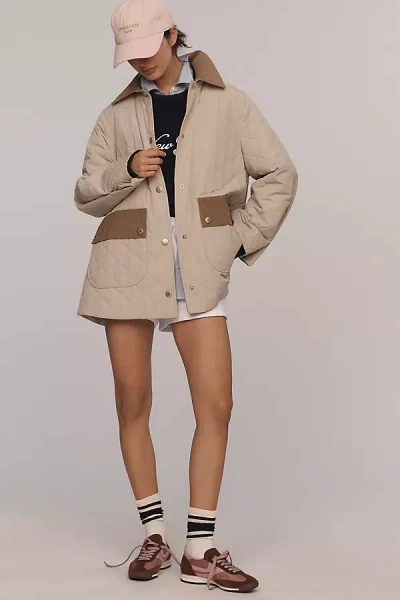 Barbour Corinne Cotton Corduroy-trimmed Quilted Shell Jacket In White