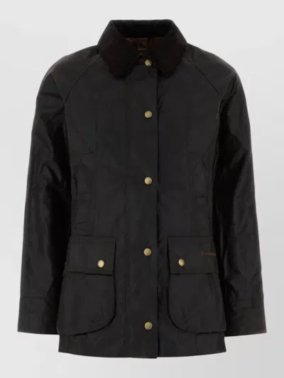 Barbour Cotton Beadnell Jacket Long Sleeves Collared In Black