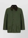 Barbour Cotton Bedale Jacket Collar Detail In Green