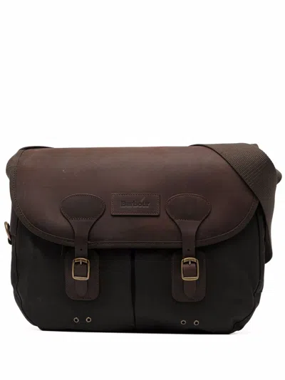 Barbour Cotton Blend And Leather Satchel Shoulder Handbag In Green