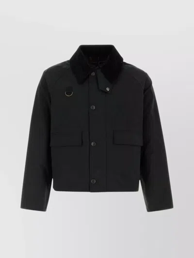 Barbour Cotton Blend Jacket Collar Detail In Black