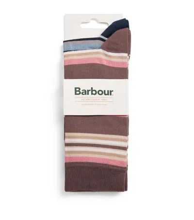 Barbour Cotton-blend Summer Stripe Socks In Pink