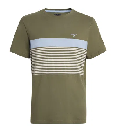 Barbour Cotton Braeside Striped T-shirt In Green